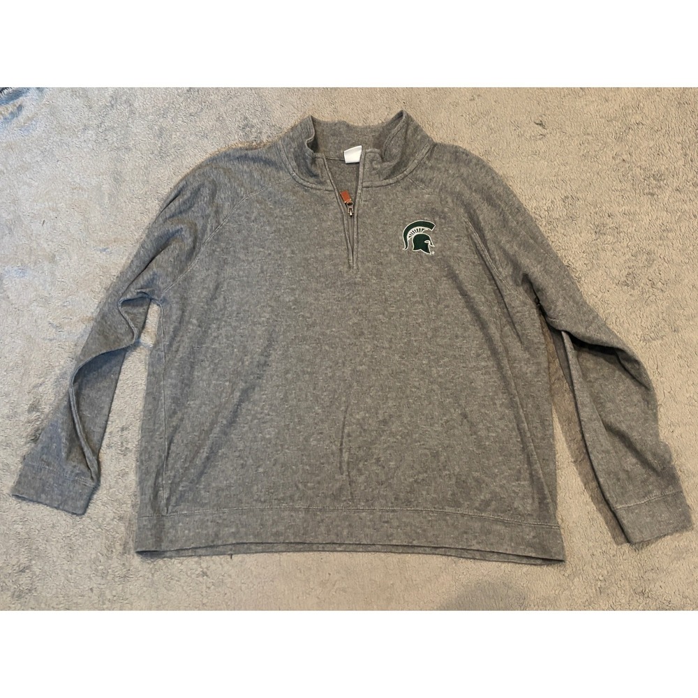 Captivating Apparel Michigan State Spartans Mens XL Quarter Zip Pullover Gray